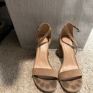 Brown Ankle Strap Block Heel Sandals